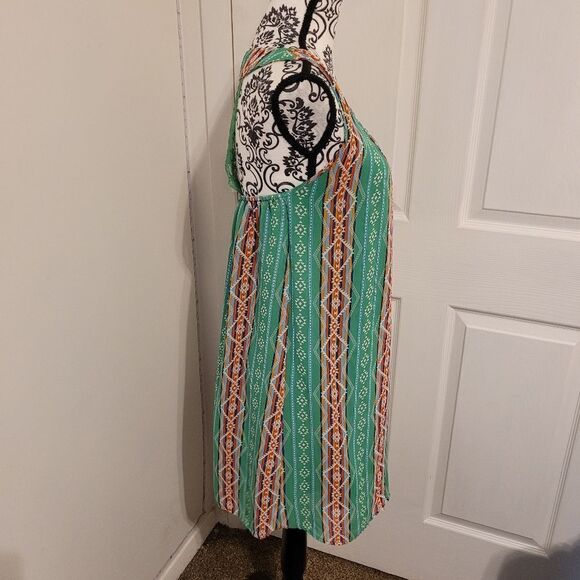 Umgee green and orange Aztec pattern Summer dress - Picture 2 of 7